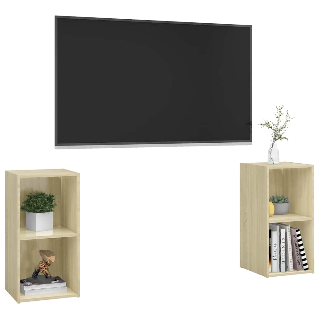 2 Piece TV Cabinet Set Sonoma Oak 72x35x36,5 cm Engineered Wood