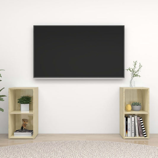 vidaXL TV Cabinets 2 pcs Sonoma Oak 72x35x36.5 cm Engineered Wood