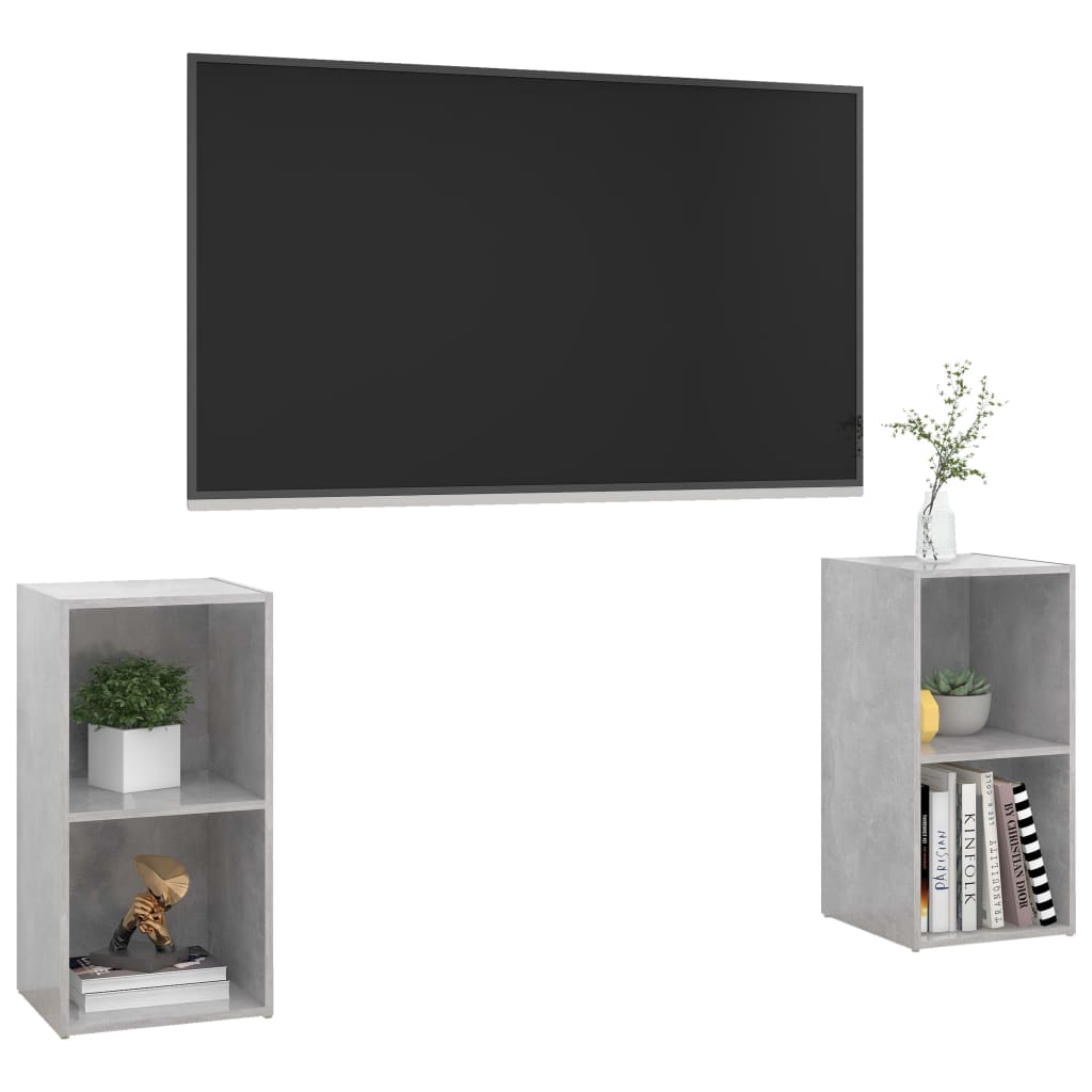 vidaXL TV Cabinets 2 pcs Concrete Grey 72x35x36.5 cm Engineered Wood