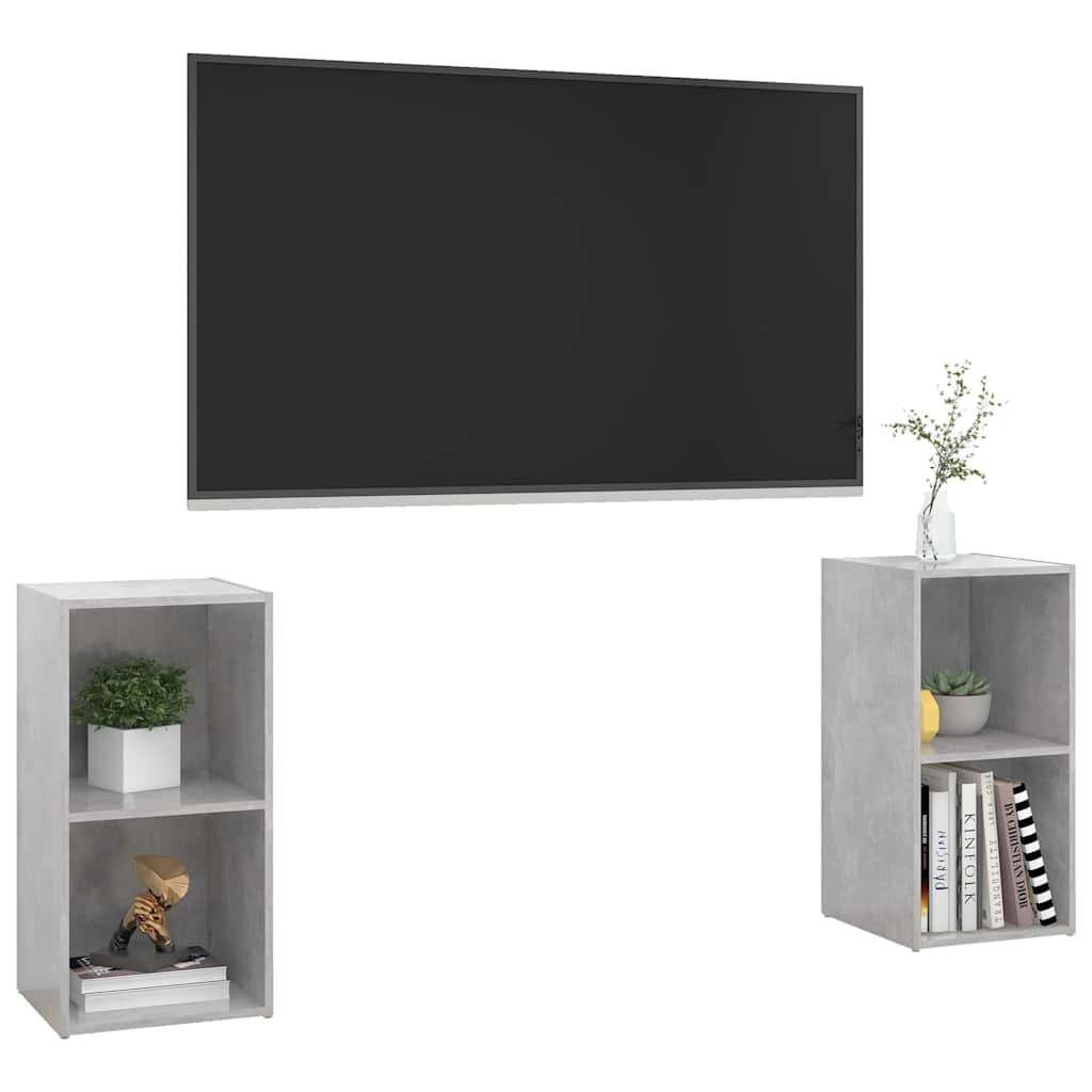 2 Piece TV Cabinet Set Concrete Grey 72x35x36,5 cm Engineered Wood