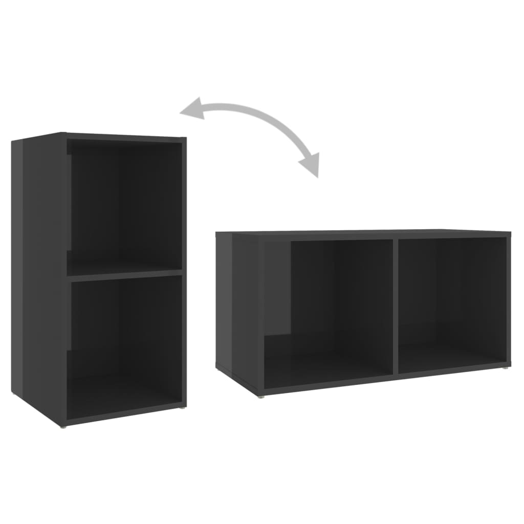 vidaXL TV Cabinets 2 pcs High Gloss Grey 72x35x36.5 cm Engineered Wood