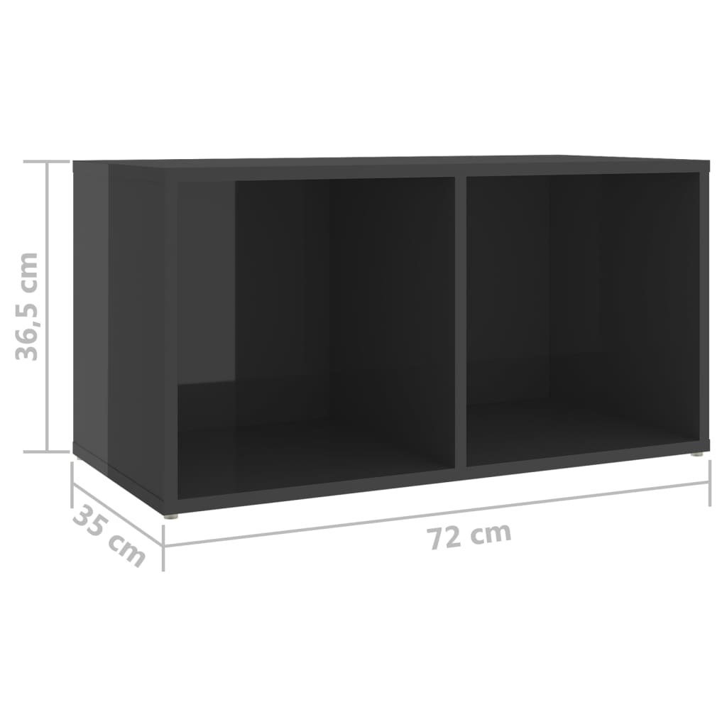 vidaXL TV Cabinets 2 pcs High Gloss Grey 72x35x36.5 cm Engineered Wood