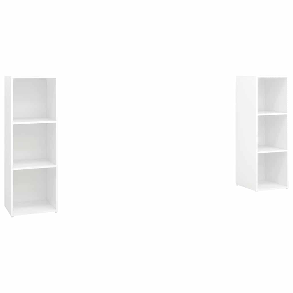2 Piece TV Cabinet Set White 107x35x37 cm Engineered Wood