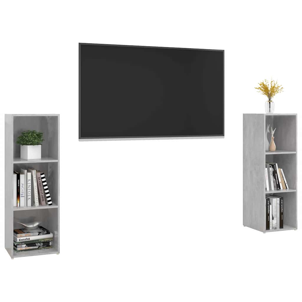 2 Piece TV Cabinet Set Concrete Grey 107x35x37 cm Engineered Wood
