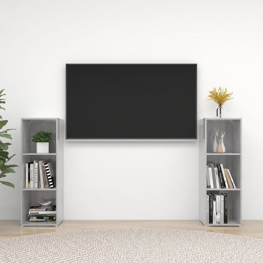 TV Cabinets 2 pcs Concrete Grey 107x35x37 cm Engineered Wood
