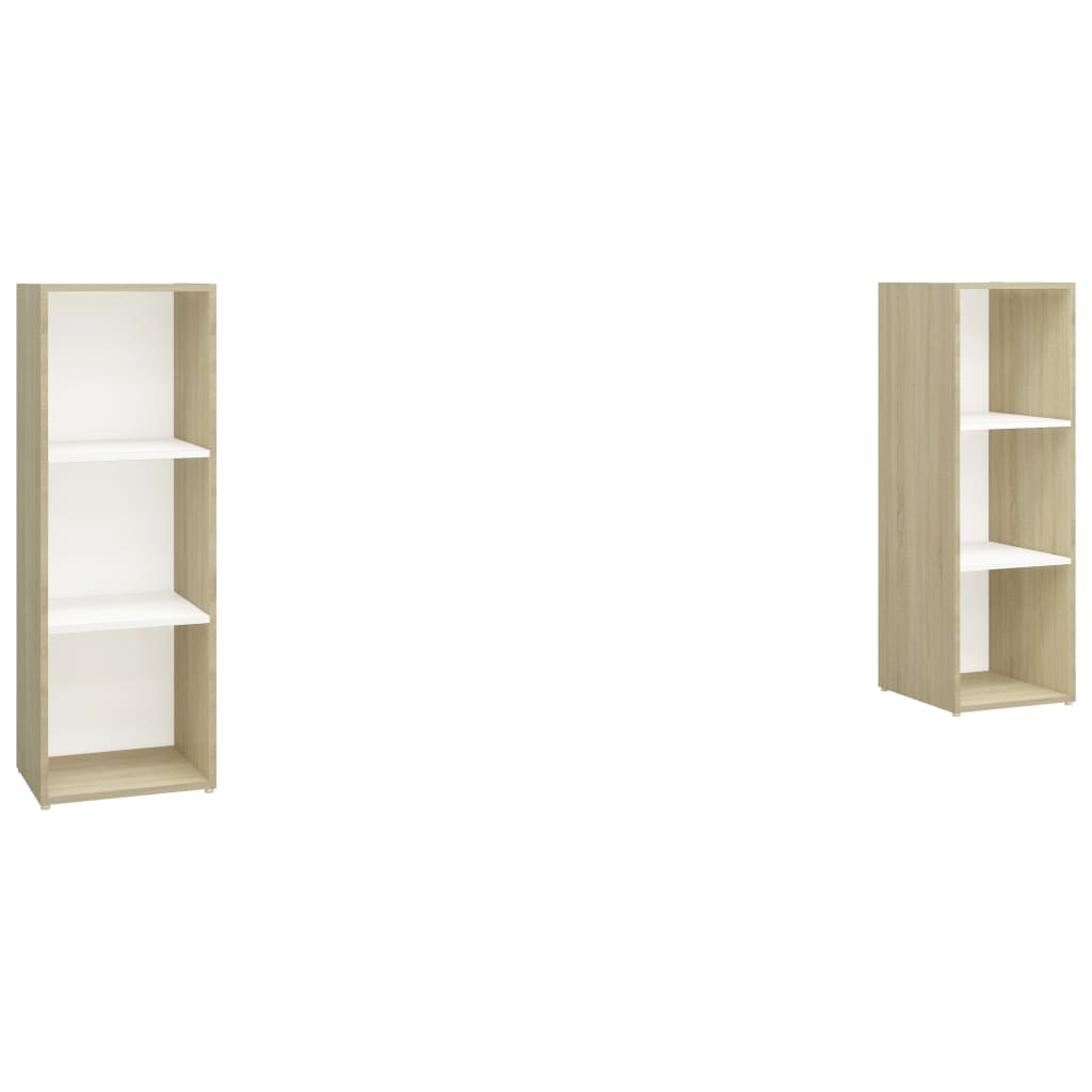 vidaXL TV Cabinets 2 pcs White & Sonoma Oak 107x35x37 cm Engineered Wood