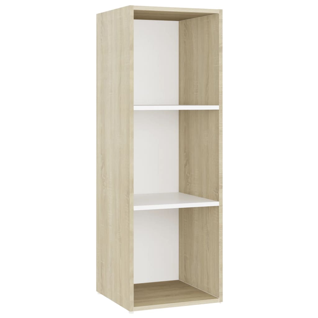 vidaXL TV Cabinets 2 pcs White & Sonoma Oak 107x35x37 cm Engineered Wood