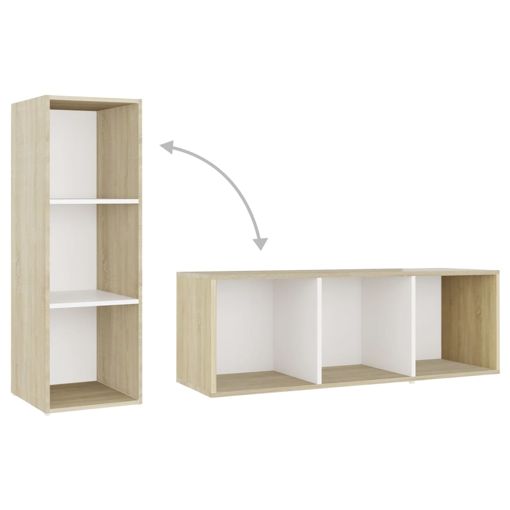 vidaXL TV Cabinets 2 pcs White & Sonoma Oak 107x35x37 cm Engineered Wood