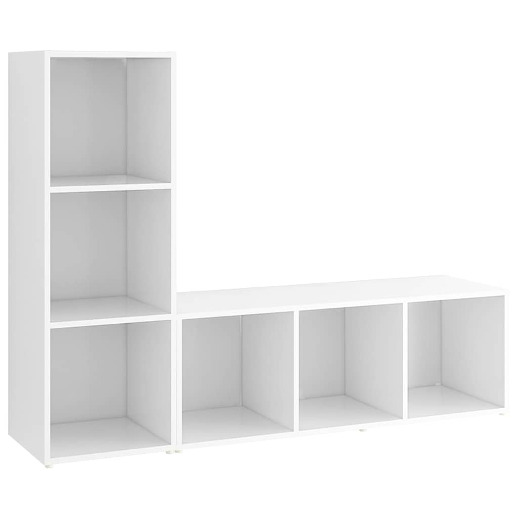 2 Piece TV Cabinet Set White 107x35x37 cm Engineered Wood