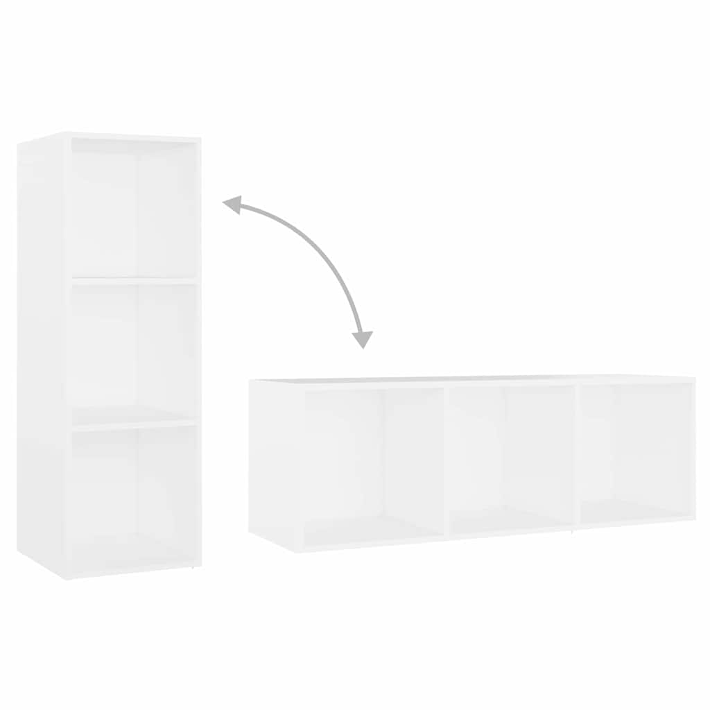 2 Piece TV Cabinet Set White 107x35x37 cm Engineered Wood
