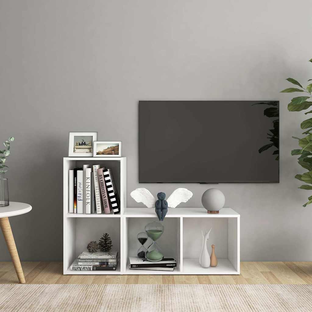 2 Piece TV Cabinet Set White 72x35x36,5 cm Engineered Wood