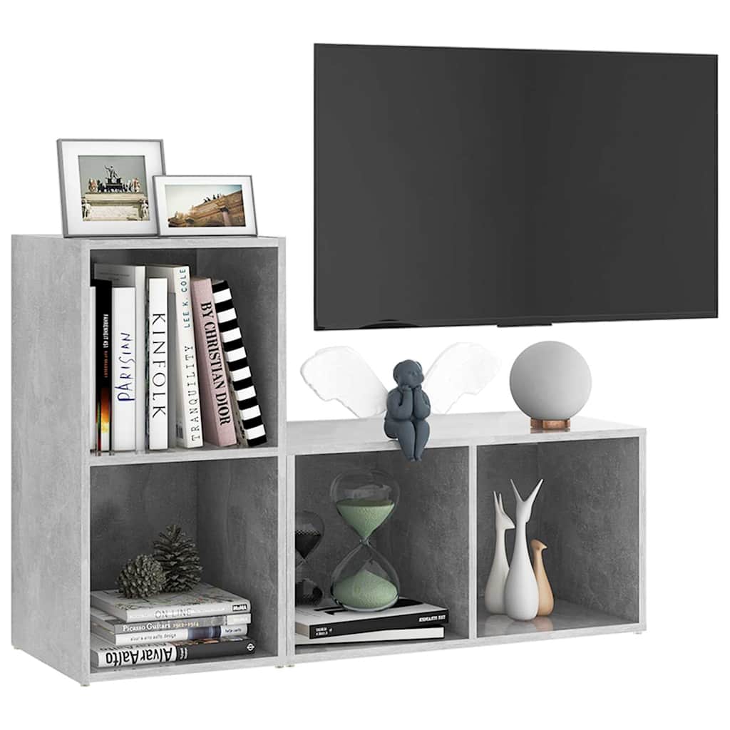 2 Piece TV Cabinet Set Concrete Grey 72x35x36,5 cm Engineered Wood