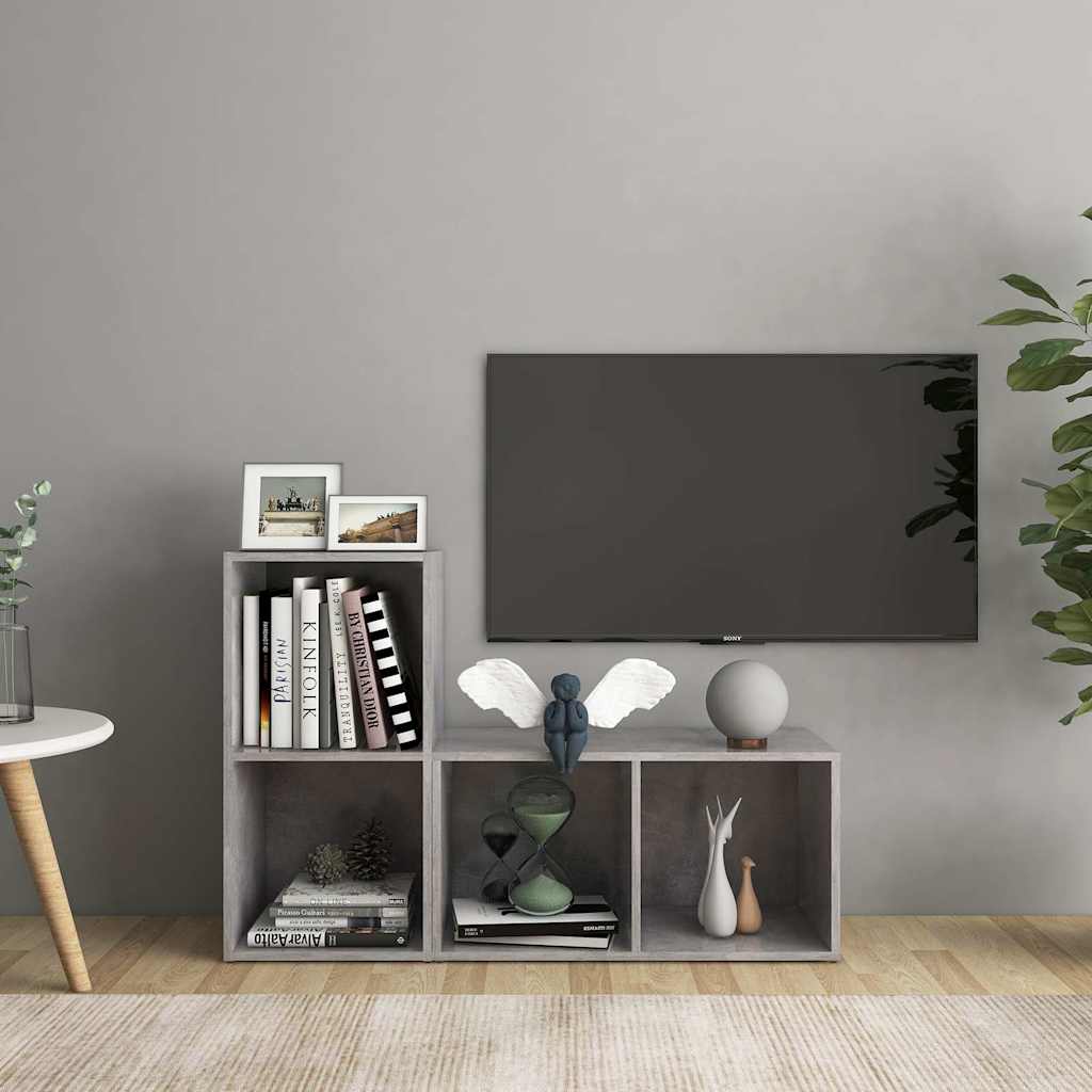 2 Piece TV Cabinet Set Concrete Grey 72x35x36,5 cm Engineered Wood