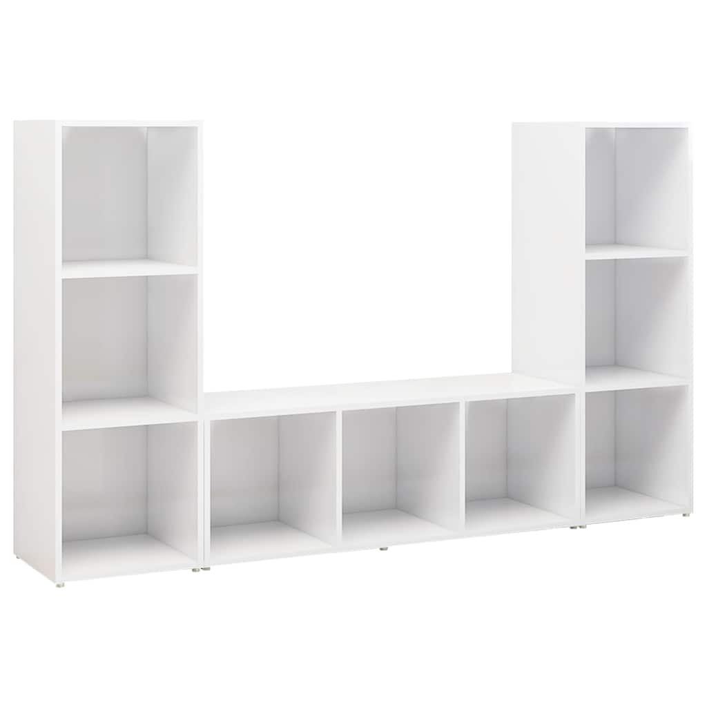 3 Piece TV Cabinet Set White 107x35x37 cm Engineered Wood