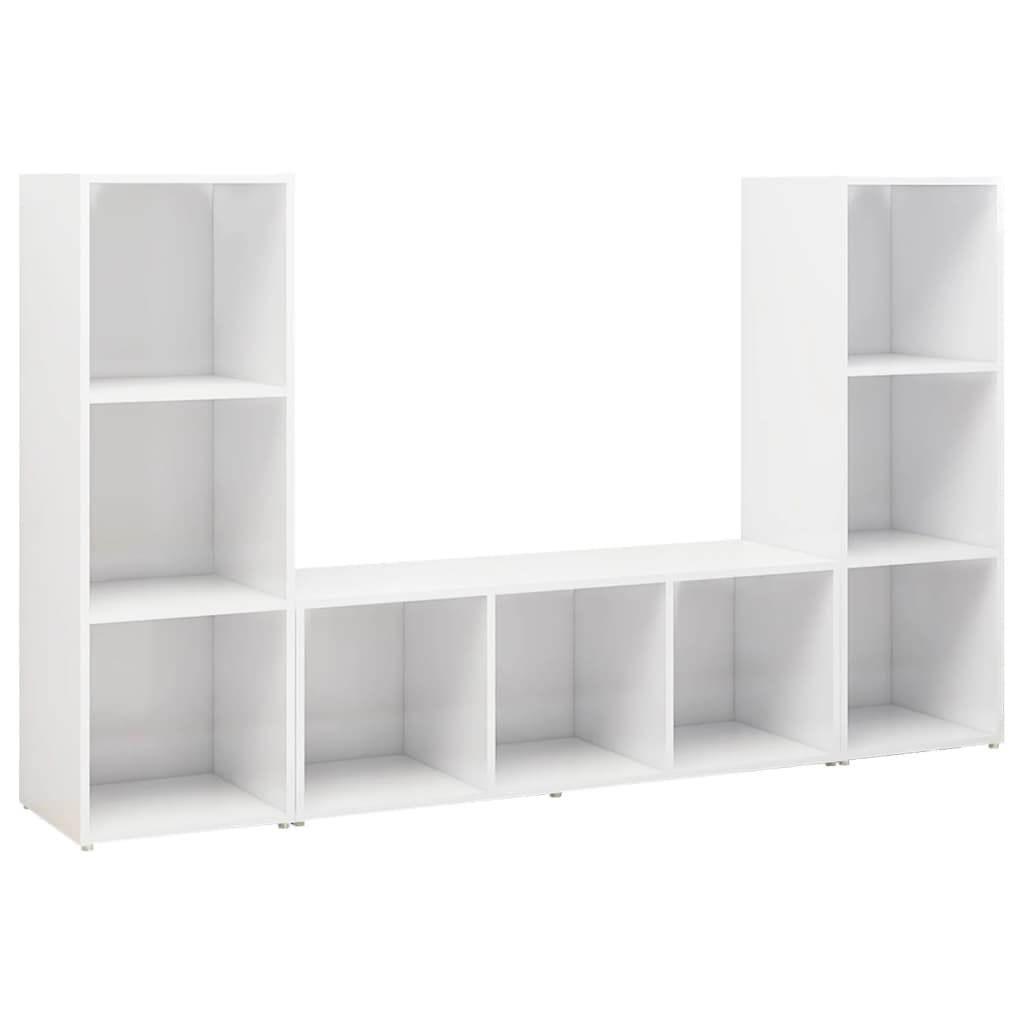 vidaXL TV Cabinets 3 pcs High Gloss White 107x35x37 cm Engineered Wood