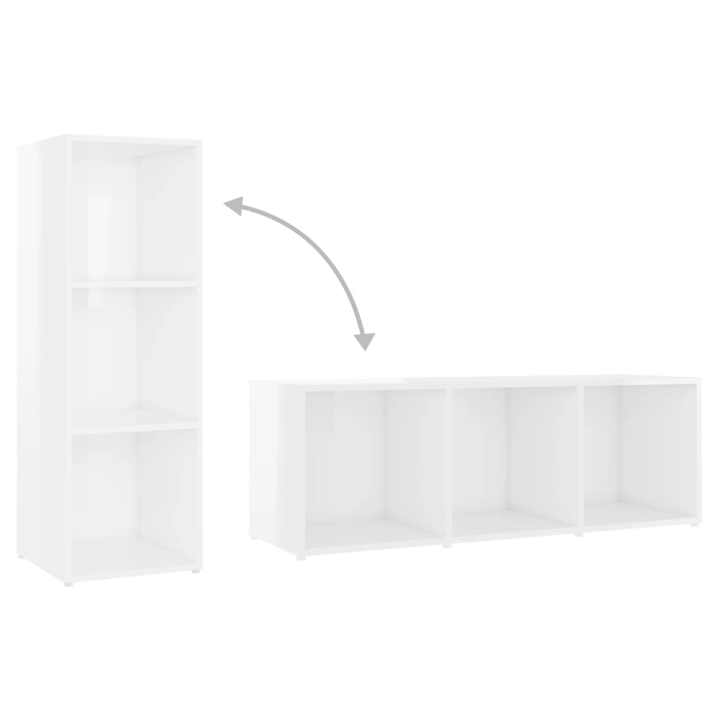 vidaXL TV Cabinets 3 pcs High Gloss White 107x35x37 cm Engineered Wood