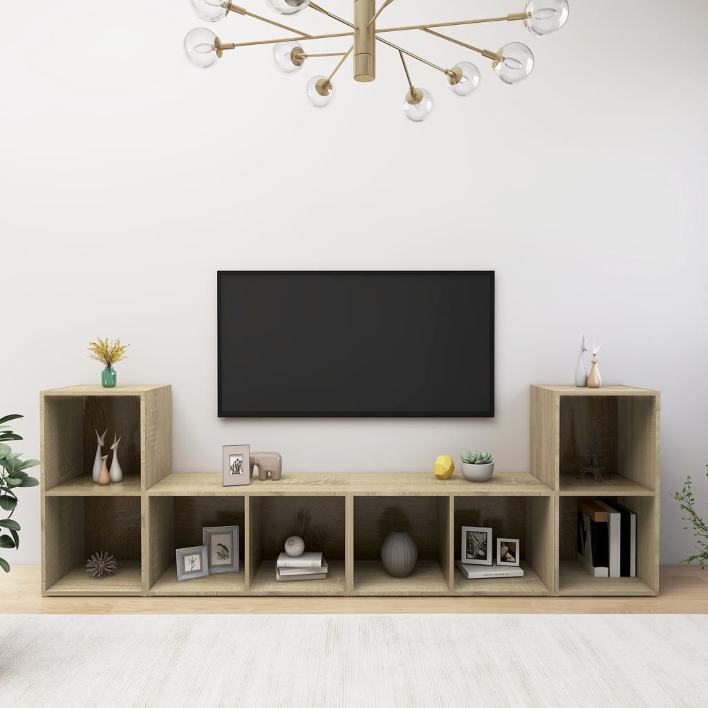 4 Piece TV Cabinet Set Sonoma Oak 72x35x36,5 cm Engineered Wood