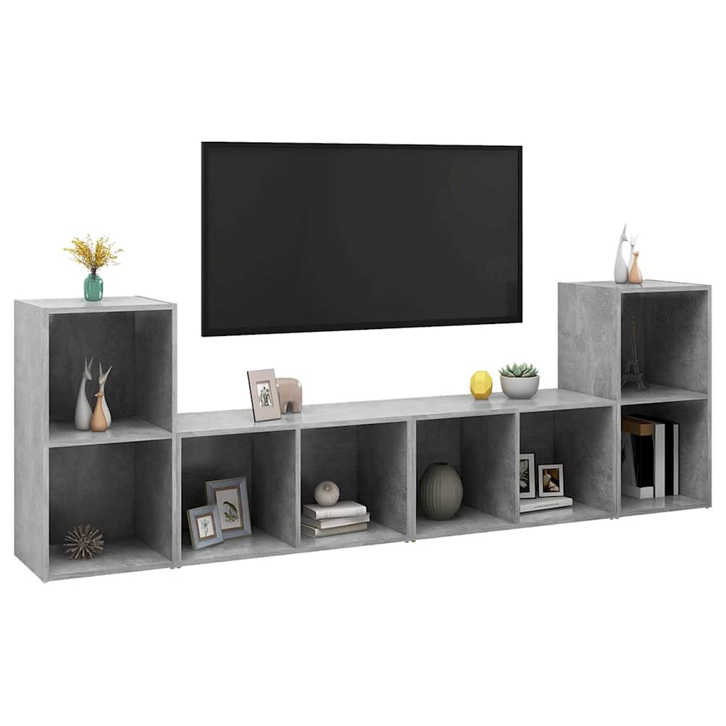 4 Piece TV Cabinet Set Concrete Grey 72x35x36,5 cm Engineered Wood