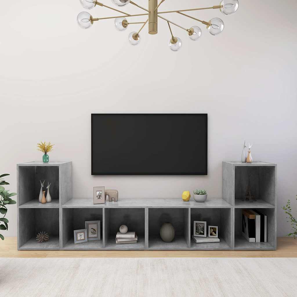 4 Piece TV Cabinet Set Concrete Grey 72x35x36,5 cm Engineered Wood