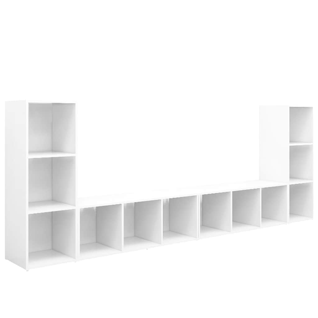 4 Piece TV Cabinet Set White 107x35x37 cm Engineered Wood