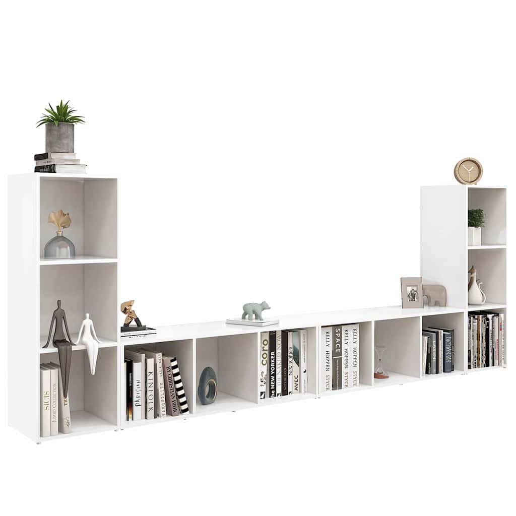 4 Piece TV Cabinet Set White 107x35x37 cm Engineered Wood