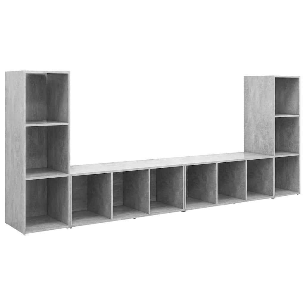 4 Piece TV Cabinet Set Concrete Grey 107x35x37 cm Engineered Wood