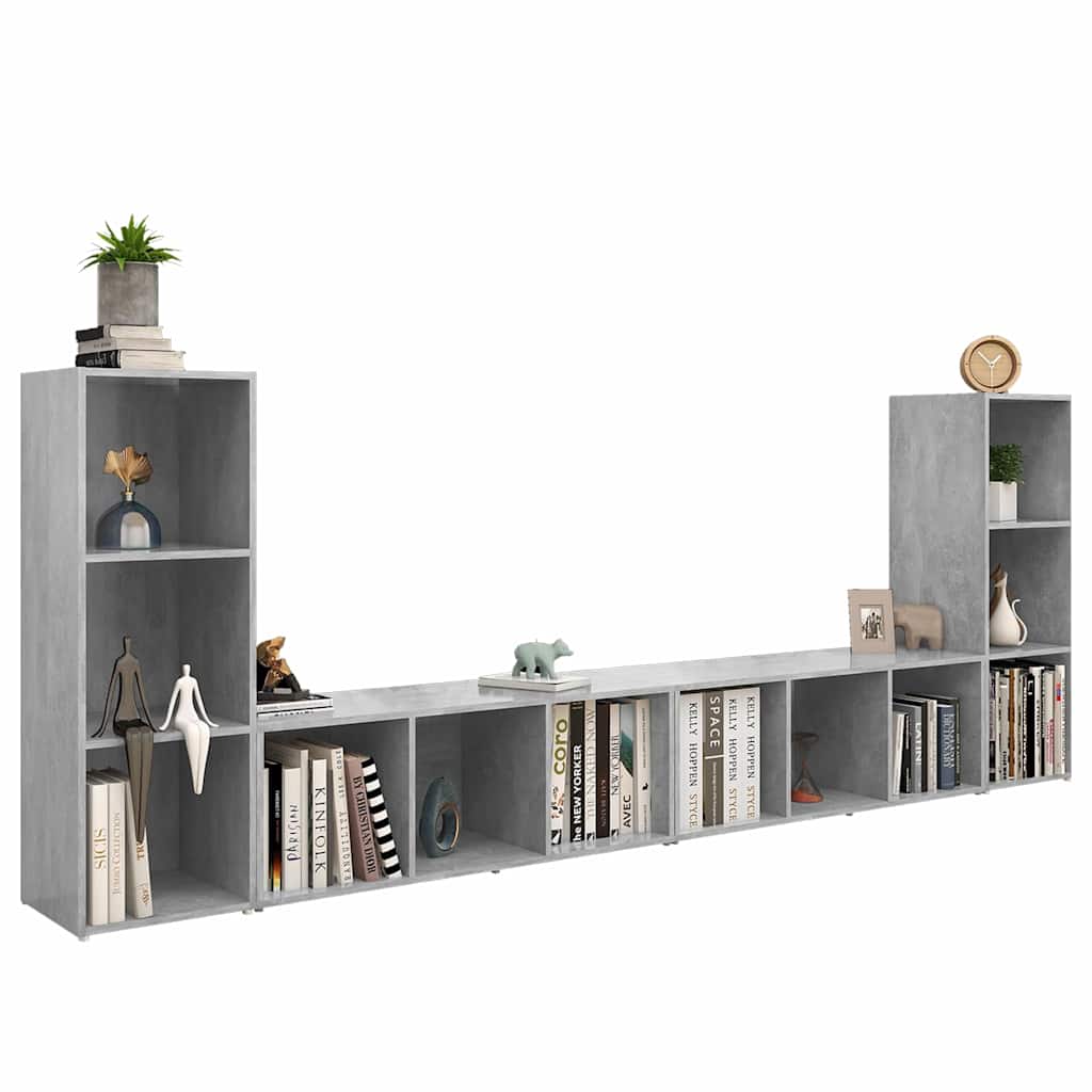 4 Piece TV Cabinet Set Concrete Grey 107x35x37 cm Engineered Wood