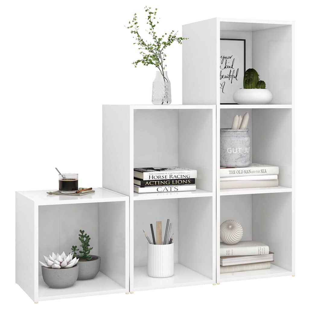 3 Piece TV Cabinet Set White Engineered Wood