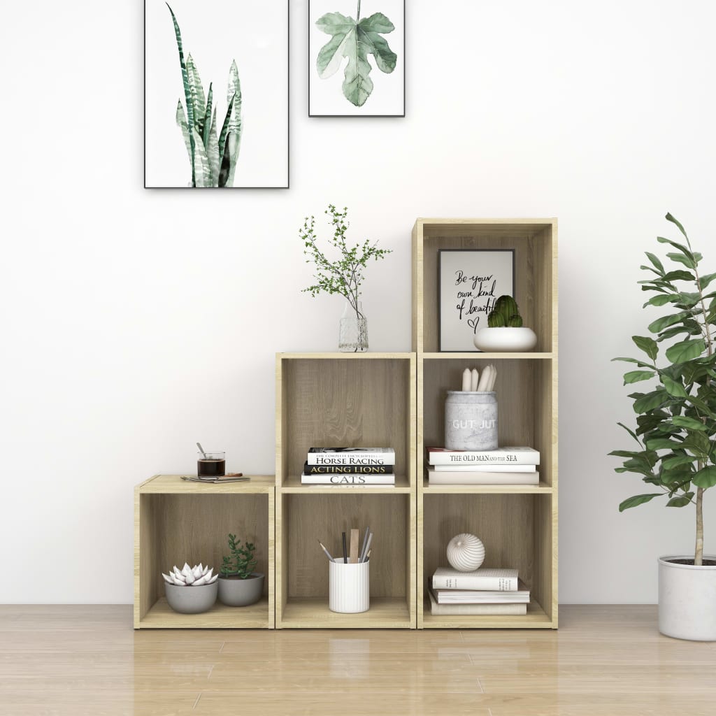 vidaXL 3 Piece TV Cabinet Set Sonoma Oak Engineered Wood