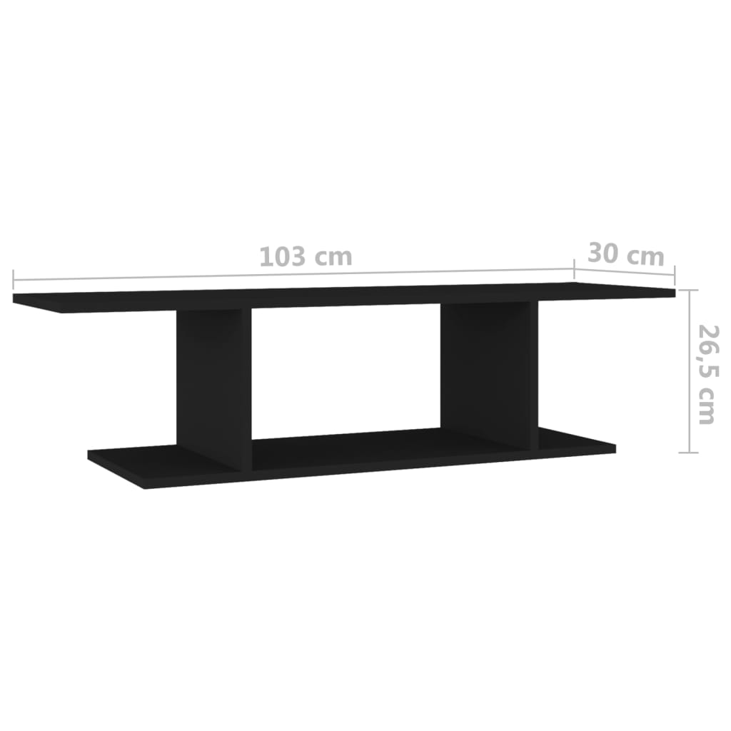 vidaXL Wall Mounted TV Cabinet Black 103x30x26.5 cm