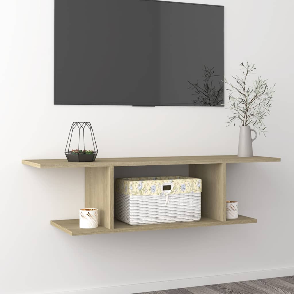 806983 vidaXL Wall Mounted TV Cabinet Sonoma Oak 103x30x26,5 cm