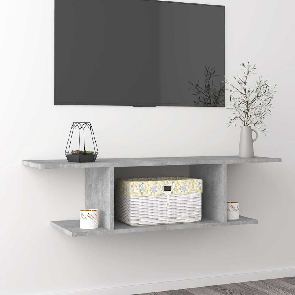 806984 vidaXL Wall Mounted TV Cabinet Concrete Grey 103x30x26,5 cm