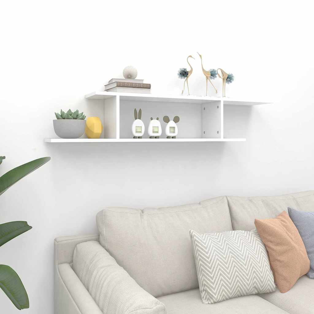 806989 vidaXL Wall-Mounted TV Shelf White 125x18x23 cm Engineered Wood