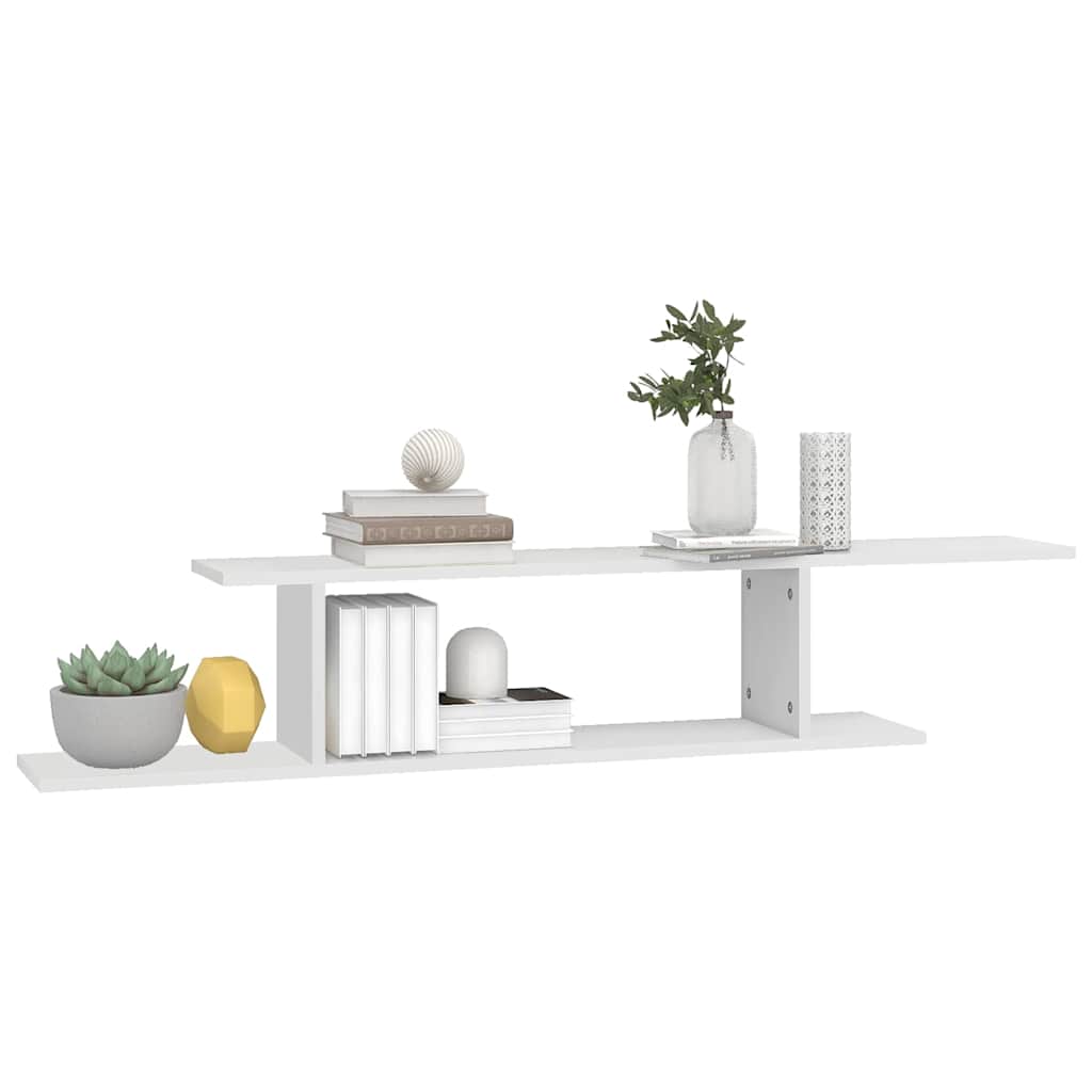 806989 vidaXL Wall-Mounted TV Shelf White 125x18x23 cm Engineered Wood