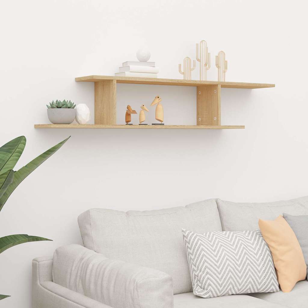 806992 vidaXL Wall-Mounted TV Shelf Sonoma Oak 125x18x23 cm Engineered Wood