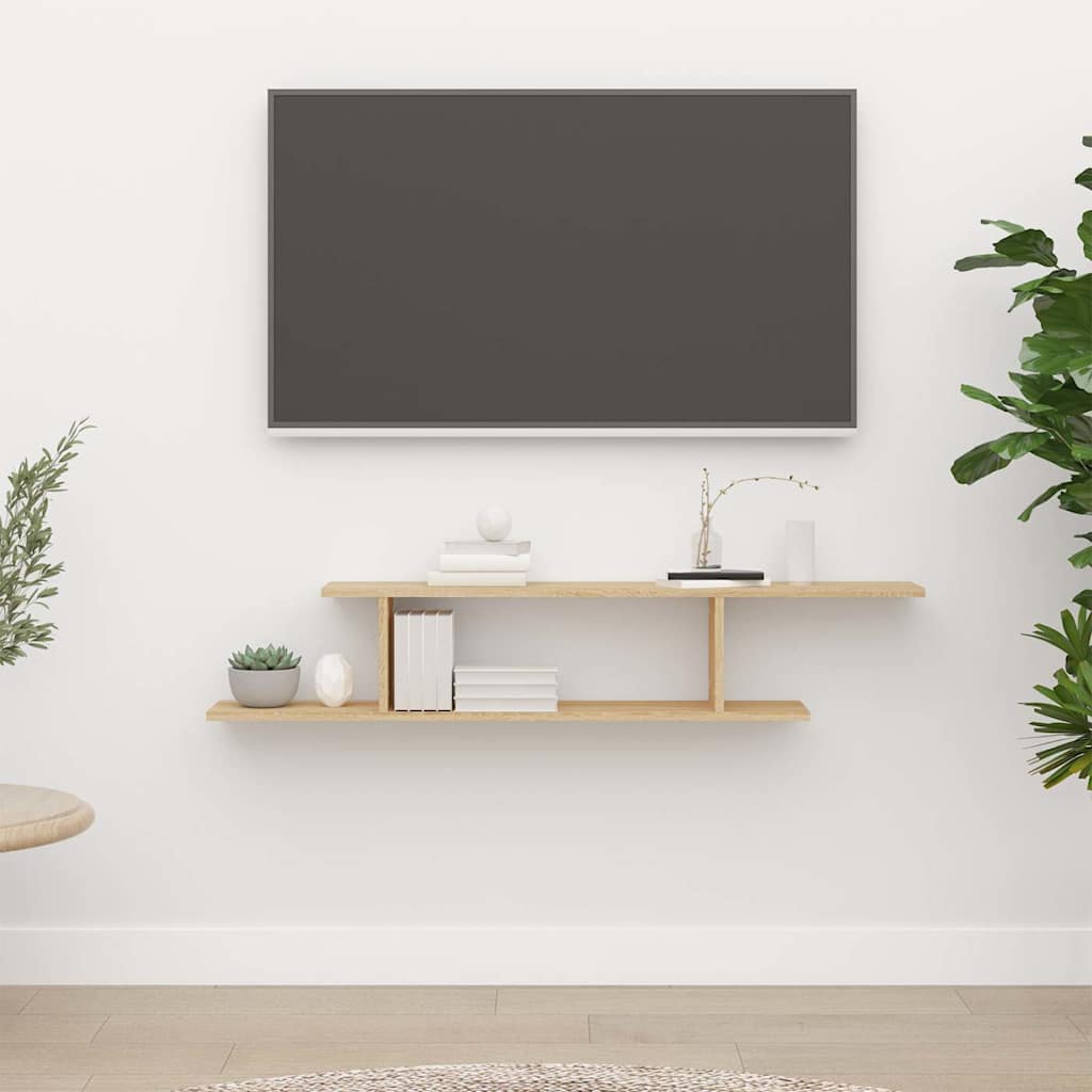 806992 vidaXL Wall-Mounted TV Shelf Sonoma Oak 125x18x23 cm Engineered Wood
