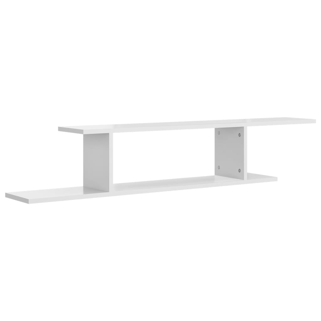 vidaXL Wall-Mounted TV Shelf High Gloss White 125x18x23 cm Engineered Wood