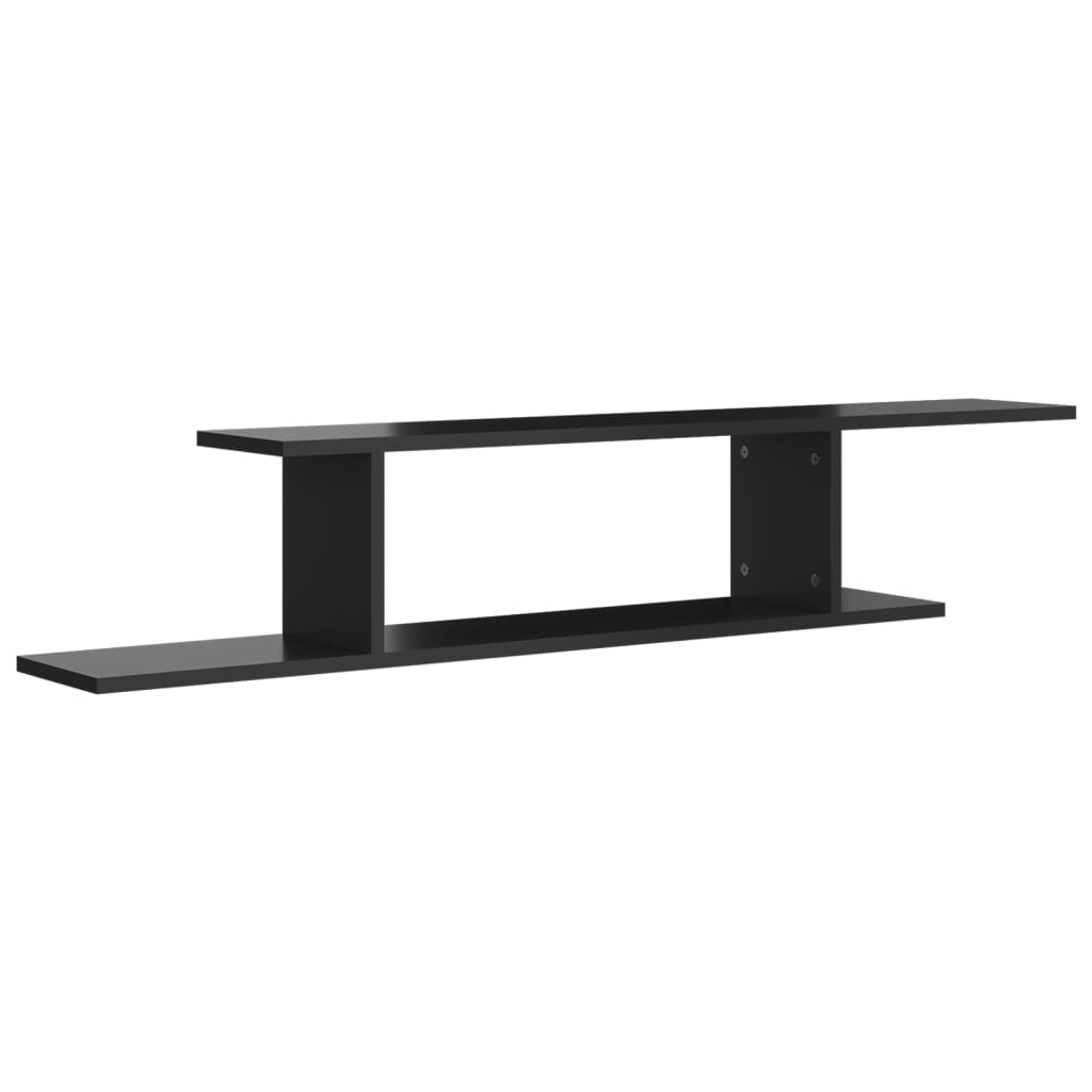 vidaXL Wall-Mounted TV Shelf High Gloss Black 125x18x23 cm Engineered Wood