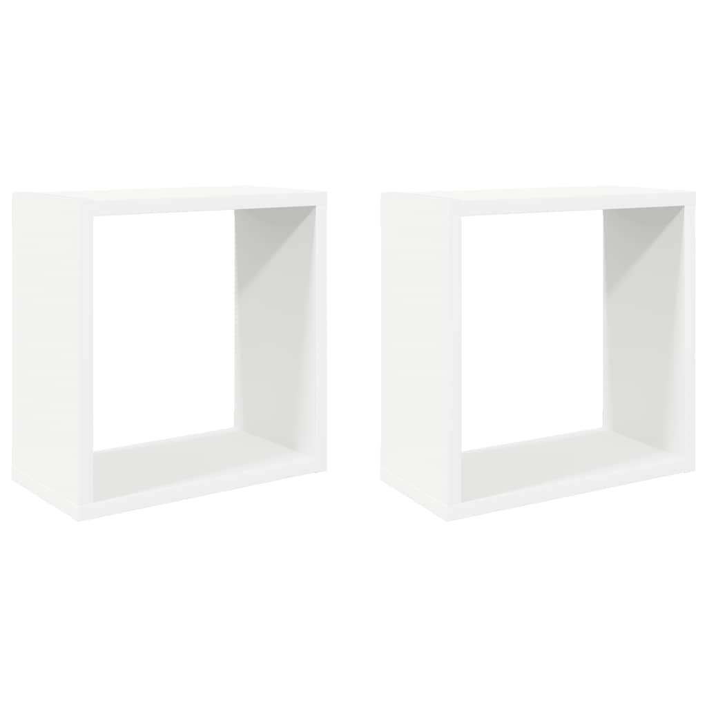 Wall Cube Shelves 2 pcs White 30x15x30 cm