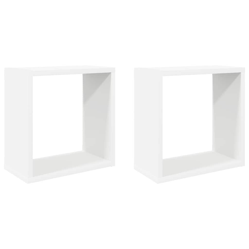 806998 vidaXL Wall Cube Shelves 2 pcs White 30x15x30 cm