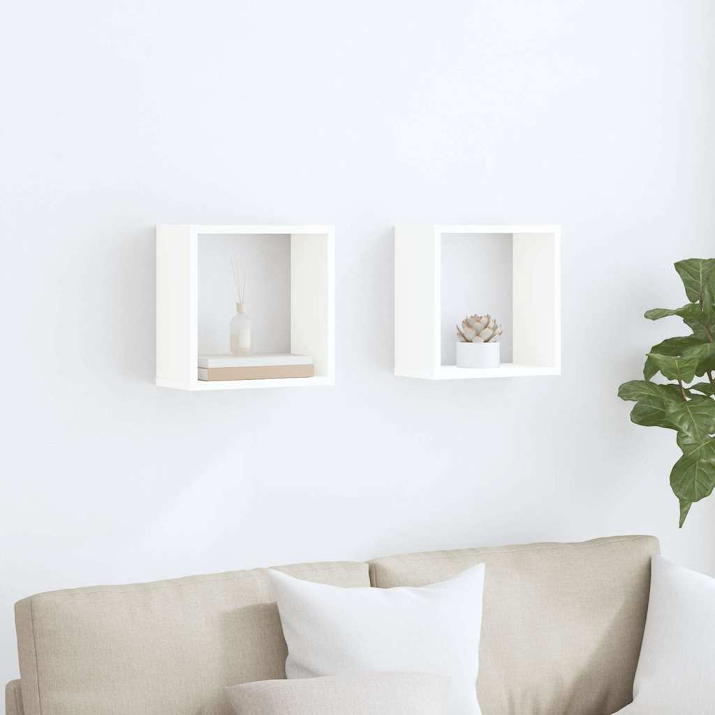 806998 vidaXL Wall Cube Shelves 2 pcs White 30x15x30 cm