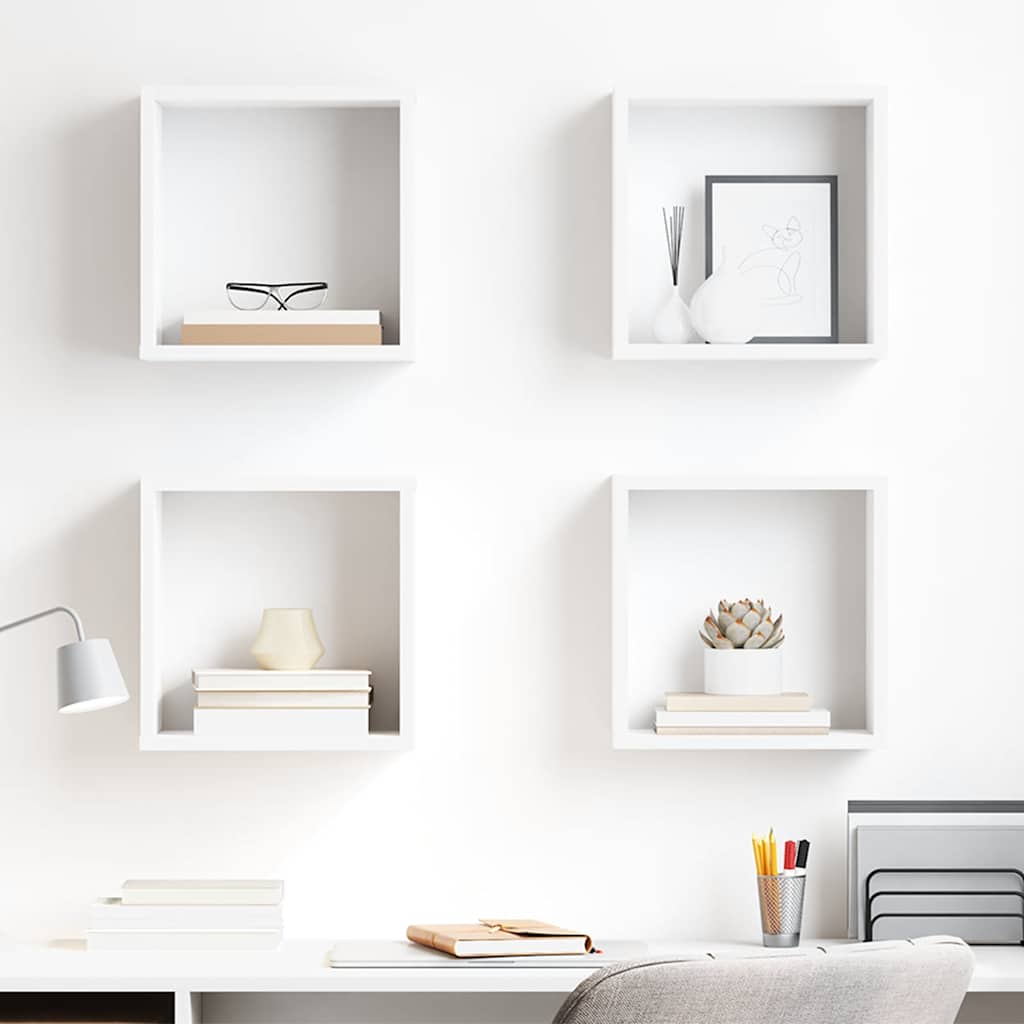 Wall Cube Shelves 4 pcs White 30x15x30 cm