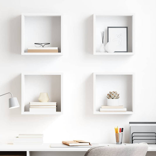 Wall Cube Shelves 4 pcs White 30x15x30 cm
