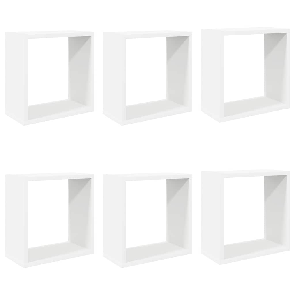 807000 vidaXL Wall Cube Shelves 6 pcs White 30x15x30 cm