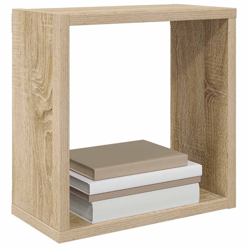 807007 vidaXL Wall Cube Shelves 2 pcs Sonoma Oak 30x15x30 cm