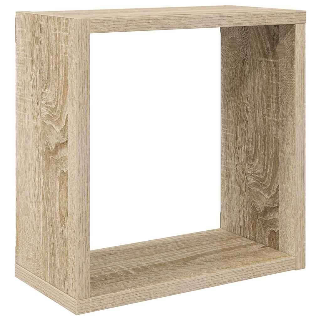 807007 vidaXL Wall Cube Shelves 2 pcs Sonoma Oak 30x15x30 cm