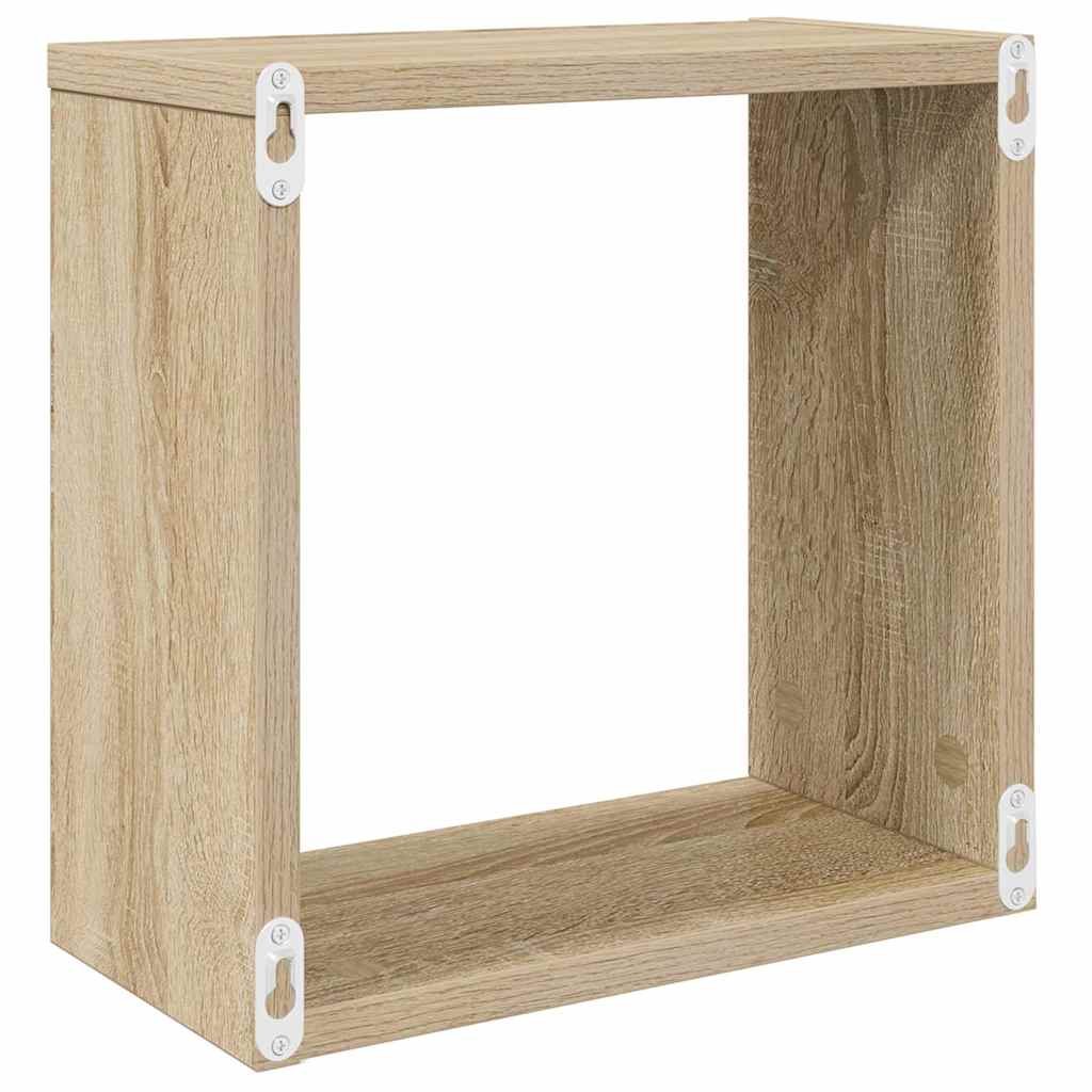 807007 vidaXL Wall Cube Shelves 2 pcs Sonoma Oak 30x15x30 cm