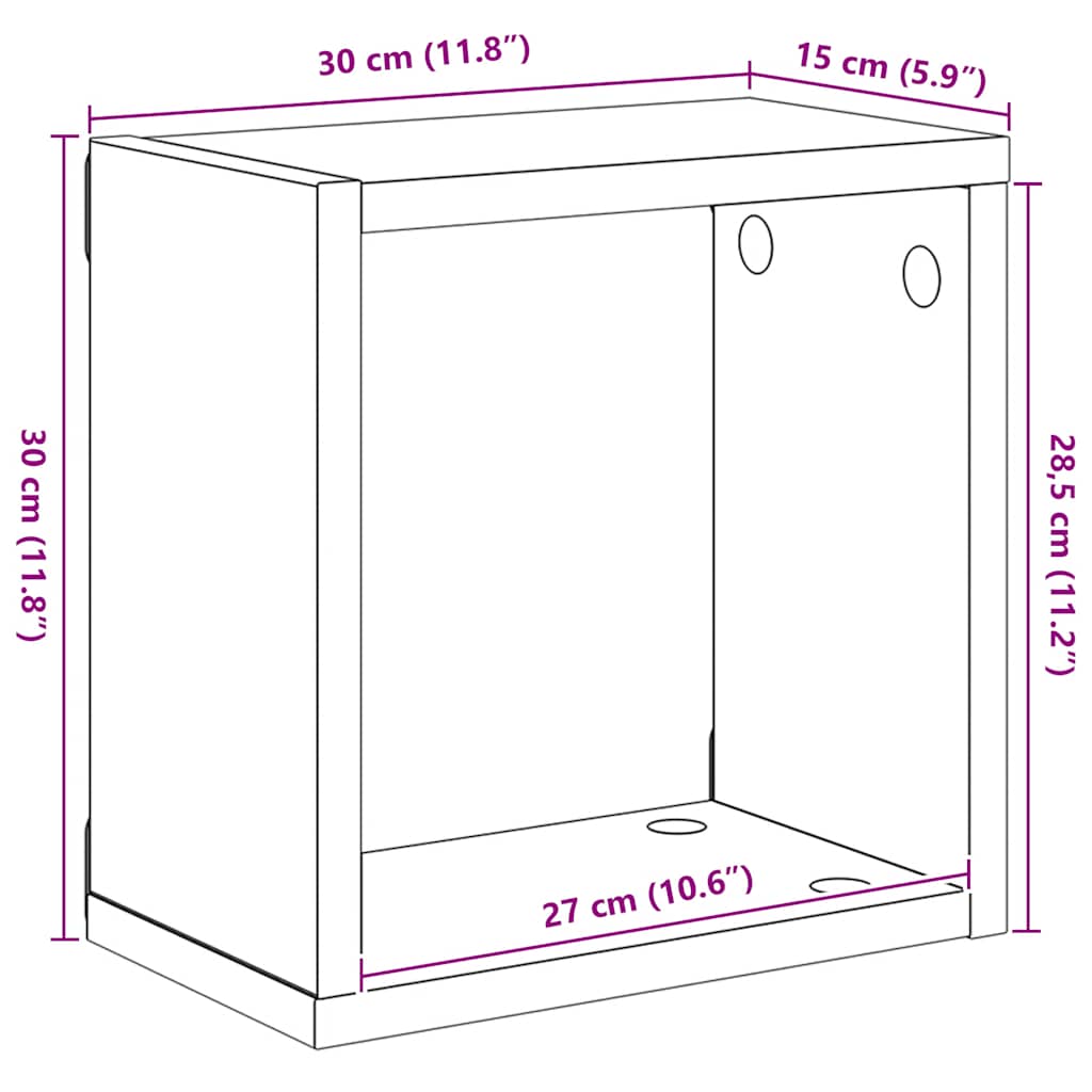 Wall Cube Shelves 2 pcs Sonoma Oak 30x15x30 cm