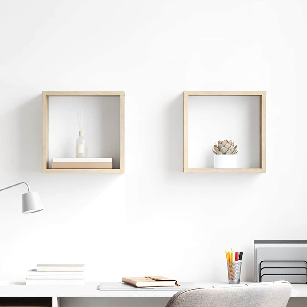 807007 vidaXL Wall Cube Shelves 2 pcs Sonoma Oak 30x15x30 cm