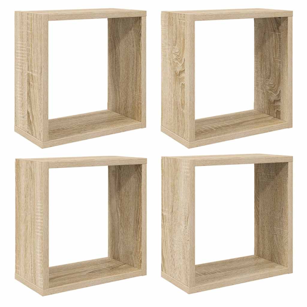 Wall Cube Shelves 4 pcs Sonoma Oak 30x15x30 cm